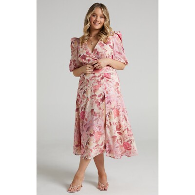 NWT Showpo Womens Size 8 Loree Midi Dress - Puff Sleeve Dress in Soft  Floral NEW | eBay