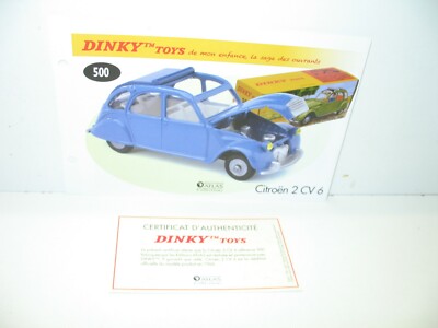 1 Plug + Certif. Dinky Toys Atlas Repro Ref. 500, Citroen 2 hp blue convertible