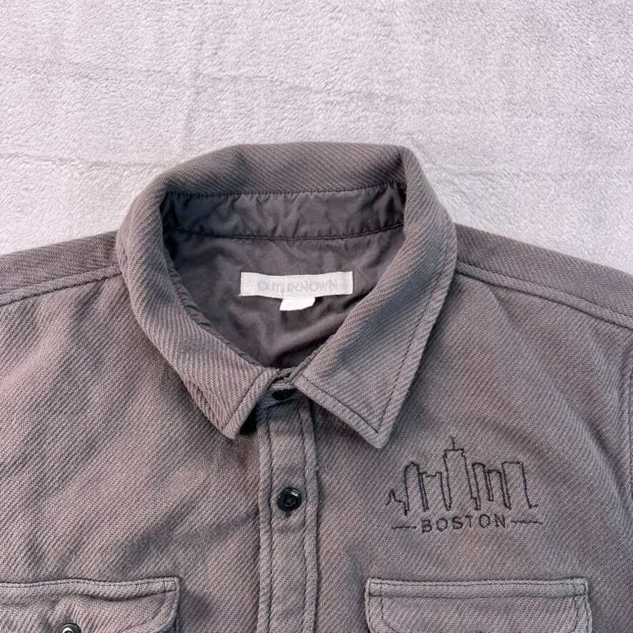 Outerknown Blanket Shirt Mens Size XL Gray Boston Embroidered Thick