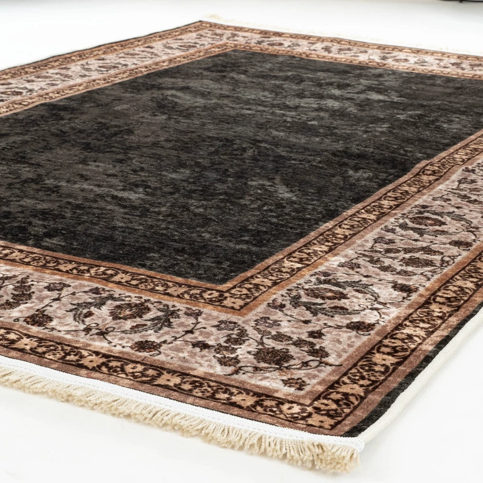 Tapete de área Alfa Rich 5x7, ultrafino, tapete verde bege oriental, antiderrapante, lavável - Imagem 4 de 4