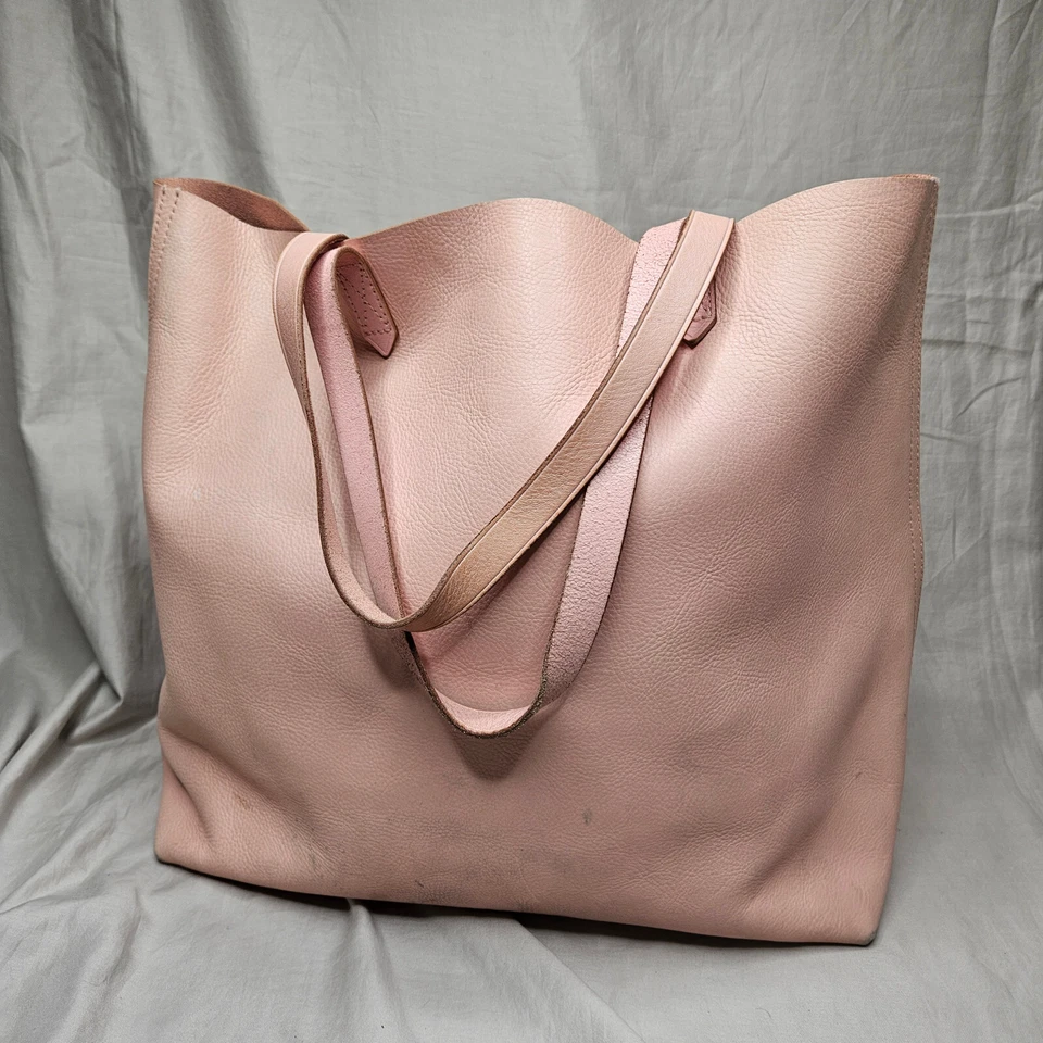 Madewell Leather Tote Handbag Light Rose Pink Large Work School Bag Purse Travel - Image 2 of 4
