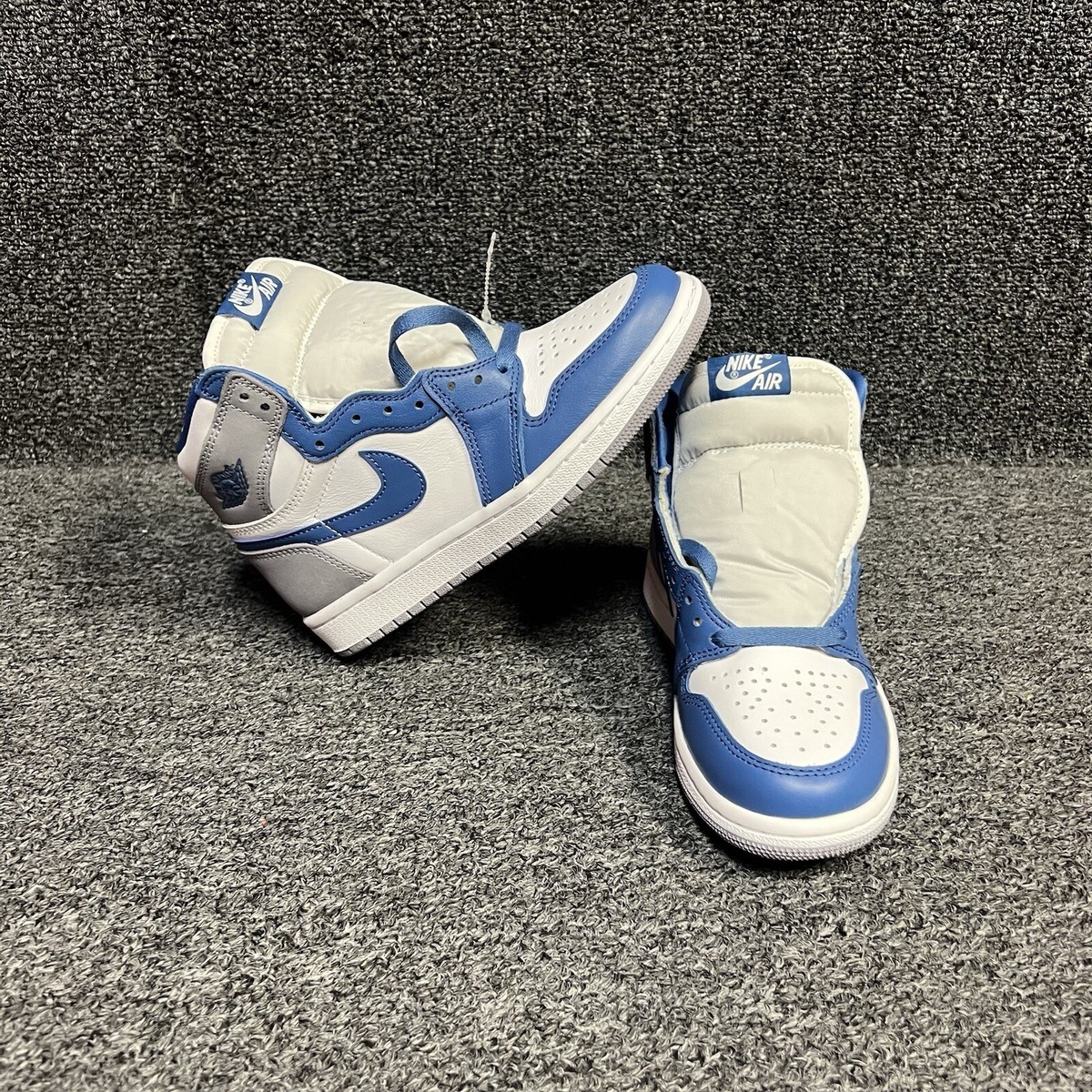 Nike Air Jordan 1 Retro High White Blue Women's Leather Shoes Size