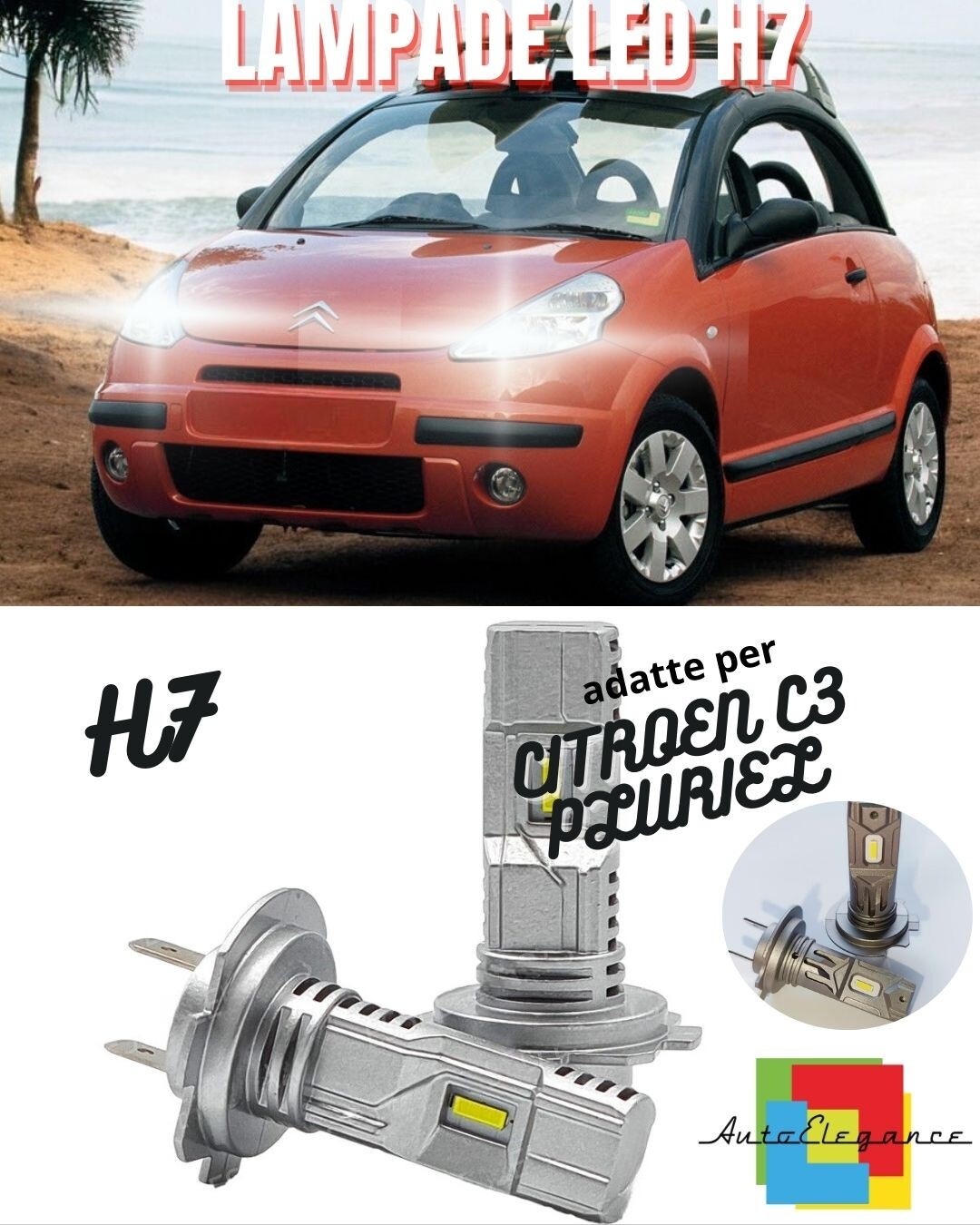 Kit Led H7 Citroën C3 Pluriel 6000K Blanc 6000 Lumen Canbus ...