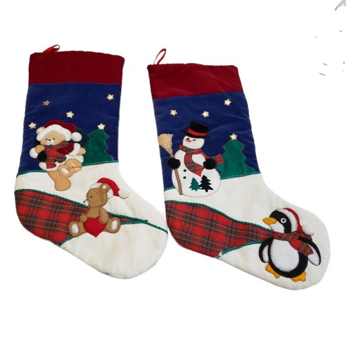 Vintage Christmas Stockings International Silver Company 1998 Velvet Set 2