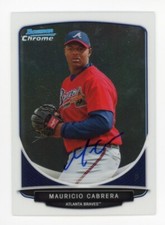 SIGNED BASEBALL CARD AUTO ATLANTA BRAVES MAURICIO CABRERA BOWMAN CHROME 2013