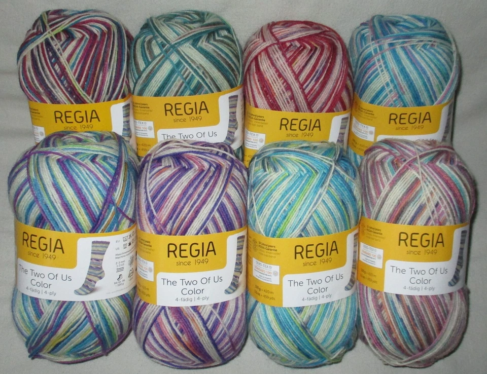 (64€/kg) 100gr REGIA THE TWO OF US COLOR lana per calze 4 fili/4 fili modello