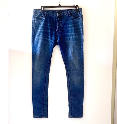 Brave soul Mens Jeans Skinny Leg Mens Jeans  Button Fly Snap Close 41 In L 36 W