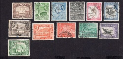 Aden (Yemen) 1937-59 group of 12 stamps MH/used Briefmarken gestempelt Top Rare - Afbeelding 1 van 3