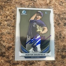 Auston Bousfield Signed 2014 Bowman Draft Chrome Rc Auto San Diego Padres
