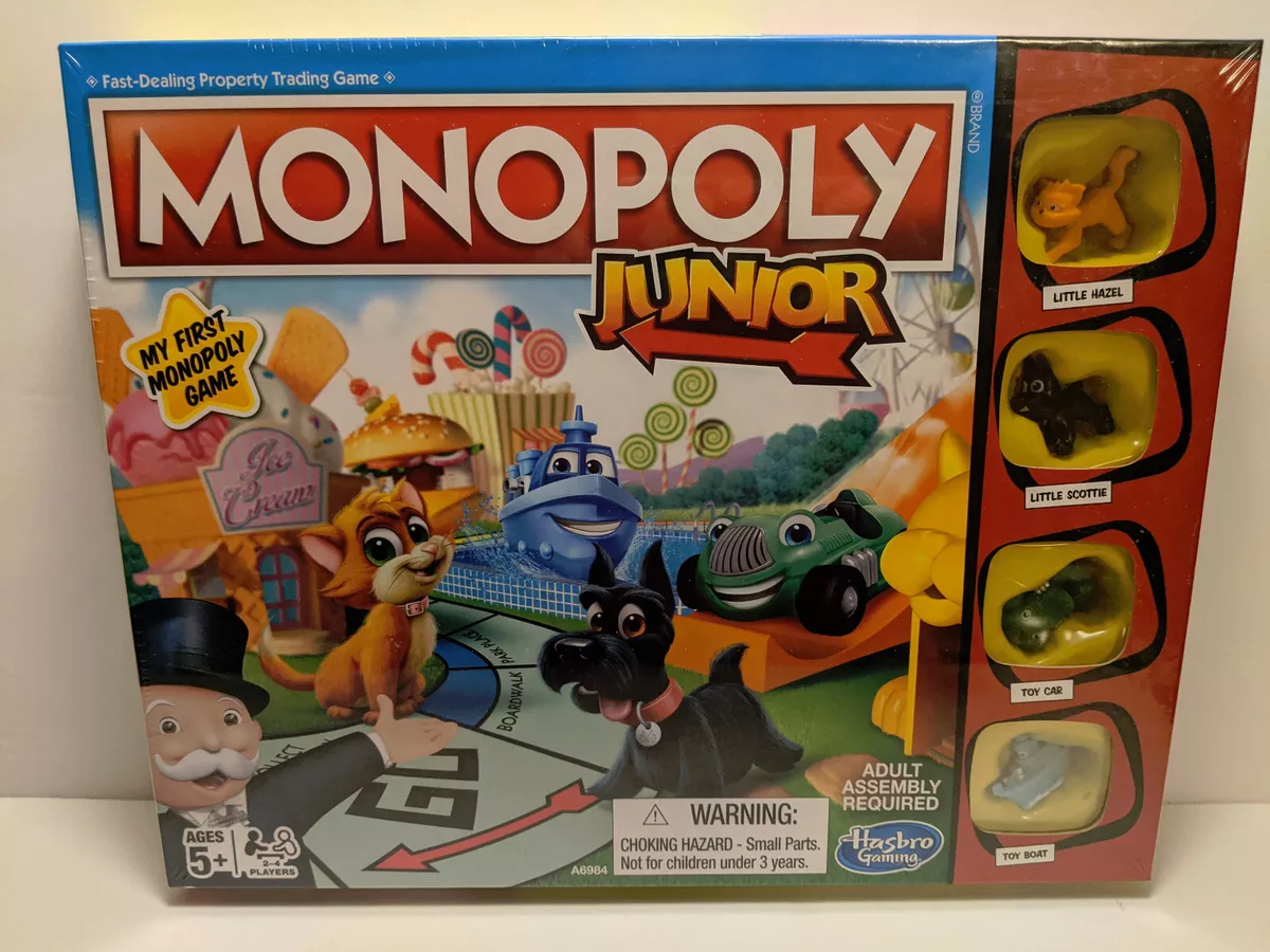 Monopoly Junior Board Game New Sealed Ages 5+ Dog Cat Car Boat 2-4 players