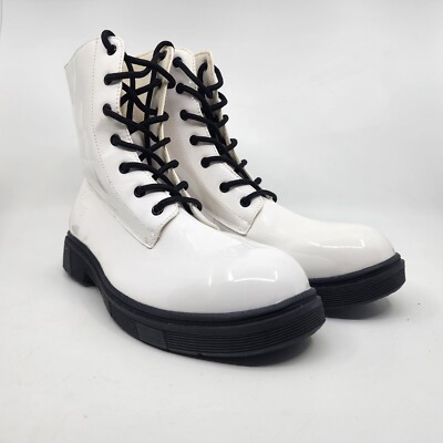 Ecko Red Janita Ankle Combat Boots Military Patent Leather White Womens  Size 11