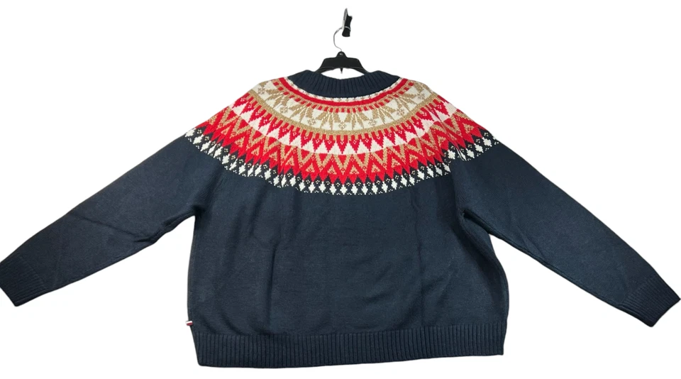 Suéter Feminino Tommy Hilfiger Plus Size 2X Preto Vermelho Fair Isle Manga Longa Novo - Imagem 2 de 4