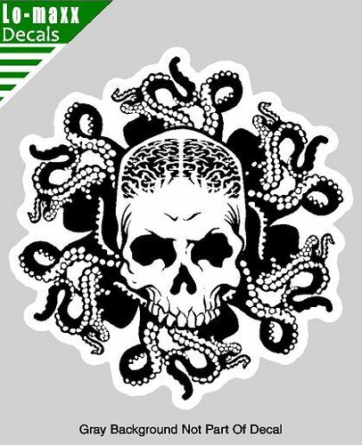 Octo-Skull Octopus Art Unique Original Custom Design Printed Vinyl Sticker - Picture 16 of 16
