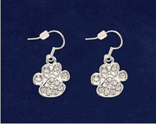 Sterling Silver-Plated Crystal Paw Print Earrings - 100 of SALE BENEFITS RESCUE