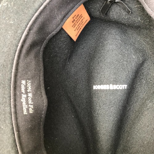 Borges & Scott 100% Wollfilz Fedora Hut Herren schwarz 58cm wasserabweisend Cap - Bild 6 von 8