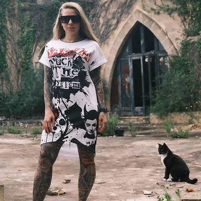 Neues Yakuza Damen Donna Urban T-Shirt Kleid - Weiß