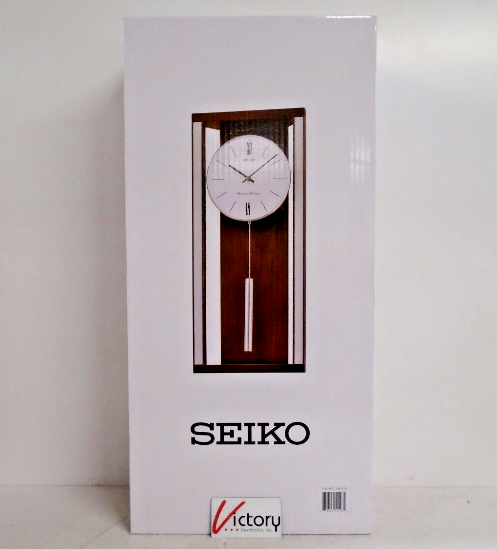 NEW Seiko MidCentury Modern Wall Clock QXH068BLH Dual Chimes Pendulum MSRP 185 eBay