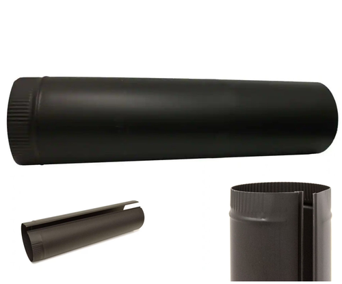 6 Inch Dia. Single-Wall Wood Stove Pipe 24-Gauge Single Wall Steel Chimney Black