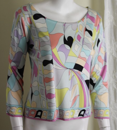 Carlisle 8 RAD 70s 60s Funky Pucci-Esque Lightweight Silk Knit Sweater Top S M - 第 4/8 張圖片