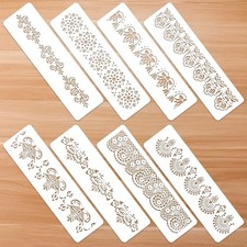 Prasacco 8-Piece Flower Border Stencils - Ornate Mandala for... 
