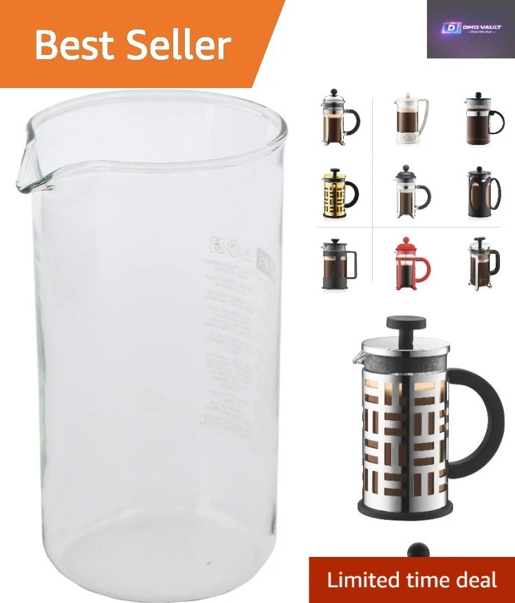 3-Cup Coffee Press Replacement Beaker - Borosilicate Glass, Dishwasher Safe