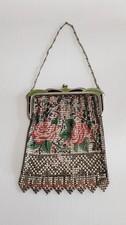 Gorgeous Antique 1920 Art Deco Whiting Davis Co. Enamel Mesh Purse Bag