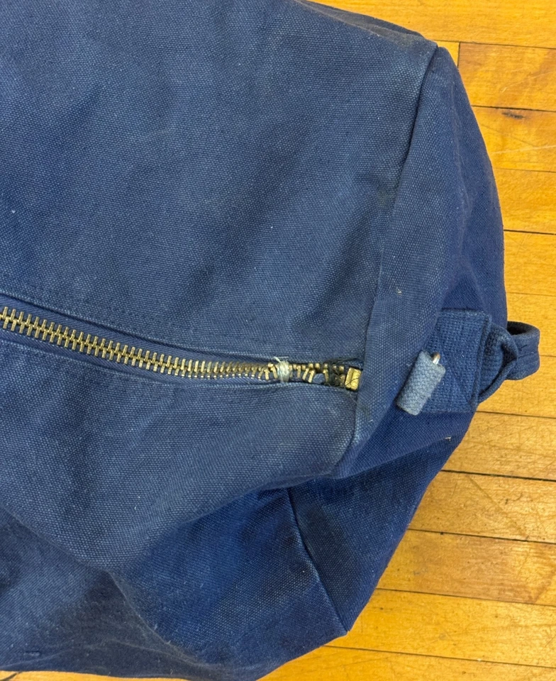 Vintage Heavy Duty 32" Blue Jean Denim Cotton Canvas Army Style Duffle Bag - Image 2 of 4