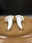 Vintage Pair Of Fenton White Hobnail Milk Glass Epergne Horns