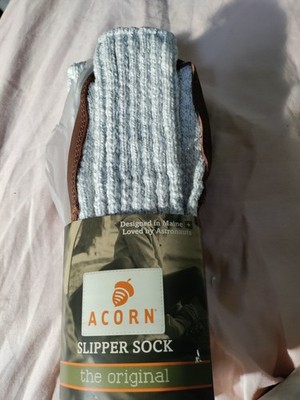 ACORN Original Slipper Socks  Large,   Light Grey Cotton Twist Slippers