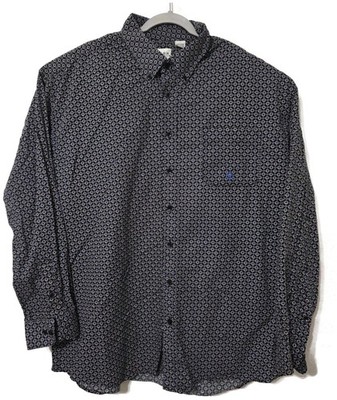 Roper Shirt Mens 2XL Black Geometric Long Sleeve Button Front Western Casual