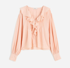 Madewell Ruffled Pintucked Long Sleeve Top si...