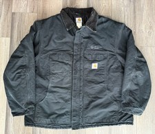 Carhartt C03 BLK Barn Chore Coat Jacket Duck Canvas Quilted Lined Mens 54 3XL