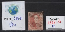WC1_32671 BELGIUM. Rare 1858-61 40c. vermillion KING LEOPOLD I stamp.Sc.12. Used