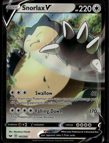 Snorlax V Ultra Rare SWSH01: Sword & Shield Base Set 141/202 Colorless Holofoil