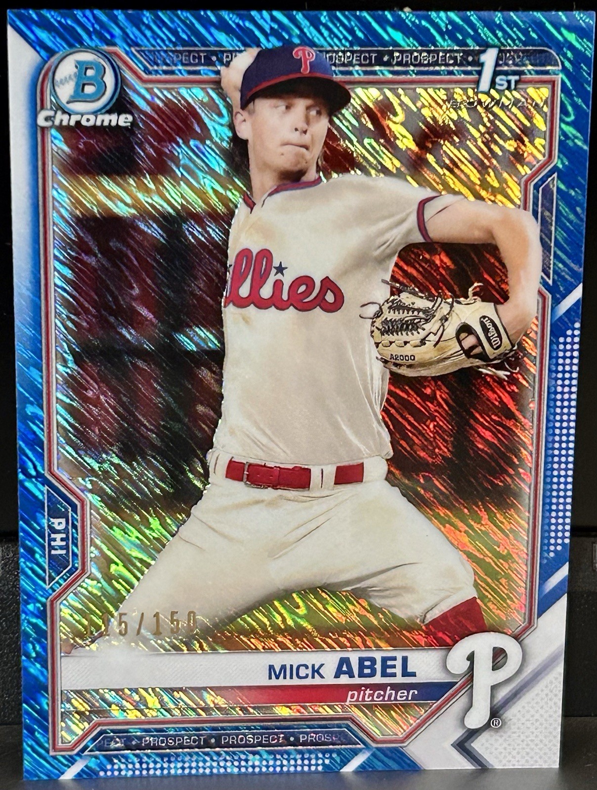 2021 1st Bowman Chrome /150 Blue Shimmer Refractor Mick Abel #BCP-42 Phillies