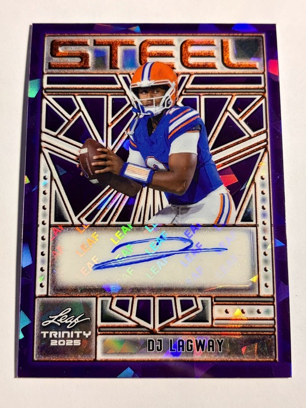 2025 Leaf Trinity Football DJ LAGWAY Baylor Steel Refractor Autograph Auto 1/1