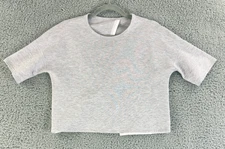 Lululemon Cropped Boxy T-Shirt Womens Medium Heathered Gray Short Sleeve Knit
