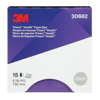 3M 30662 Trizact Hookit Foam Sanding Disc 6'' P5000 5000 Grit 15 Pack