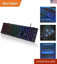Classic Black Mechanical Gaming Keyboard - 104 Keys, Blue Switches, spill-proof