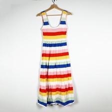 J. Crew Tiered Knit Stretch Scoop Neck Maxi Dress In Rainbow Wide Stripe Print