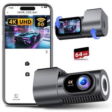 Dash Cam Front 4K - 1.5" IPS Display  5G WiFi  64G Card, 360  Rotation Mini...