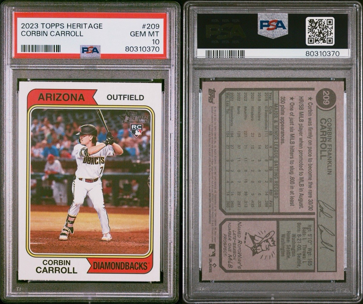2023 Topps Heritage - Corbin Carroll #209 (RC) Rookie Card Gem 