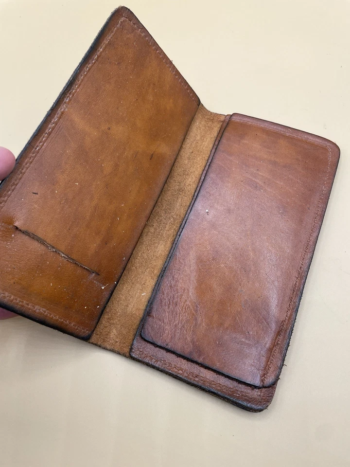 Vintage LEATHER Brown JAMAICA Checkbook Wallet RASTA One Of A Kind - Image 4 of 4