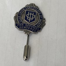 Vtg Silver Pin Brooch Club Union Certificate Of Merit 925 Sterling 5.6g 175 N