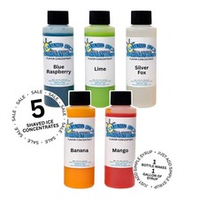 Shaved Ice Snow Cone Concentrate- 5 4oz Bottles Each Bottle Makes 1 Gallon 