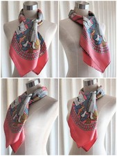 [Near Mint]HERMES Scarf Carre 90 Tresor royal du benin Silk 100% Pink Multicolor