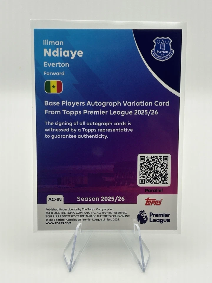2025-26 Topps Premier League Everton Iliman Ndiaye Autograph /75 - Image 2 of 2
