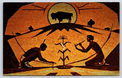 Corn Palace Mitchell South Dakota Indian Symbols Vintage Postcard