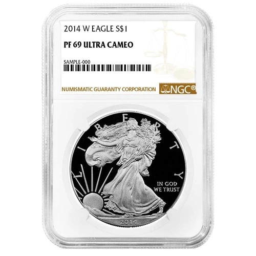 2014-W $1 1-oz Proof American Silver Eagle NGC PF69UC Brown Label