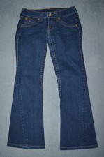 True Religion Flare Jeans Womens 27 DarkBlue Denim Low Rise Stretch Flap Pockets
